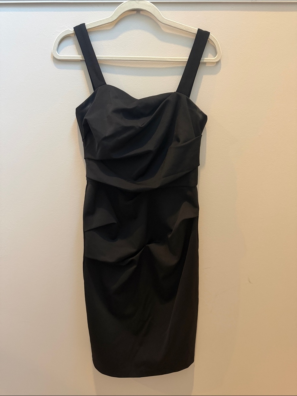 Trina Turk Black Draped Sweetheart Midi Dress Sz 4